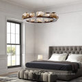 Modern home decor amber glass round hanging chandelier